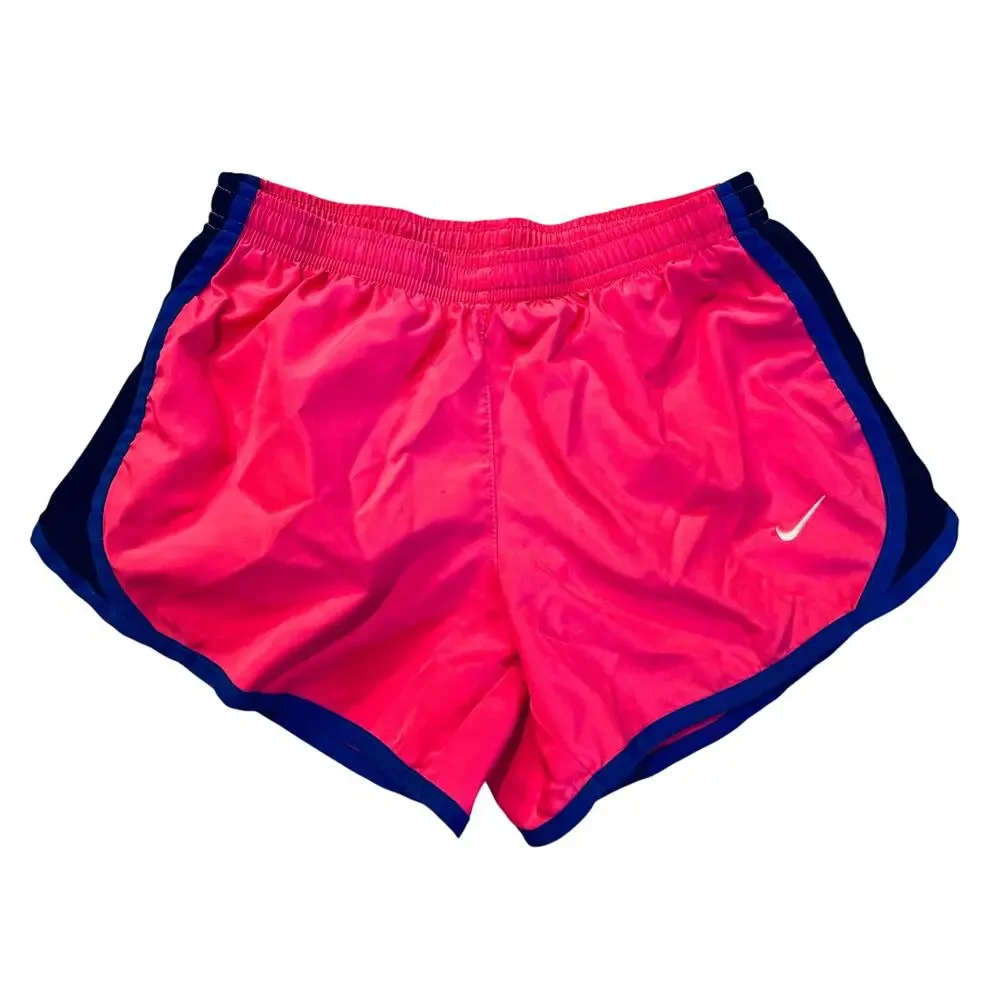 Nike Dri-FIT Girls Medium Pink Blue Running Athletic Shorts Active Gym Swoosh